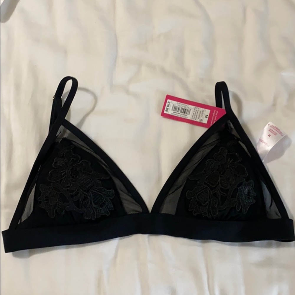 Black detailed mesh top